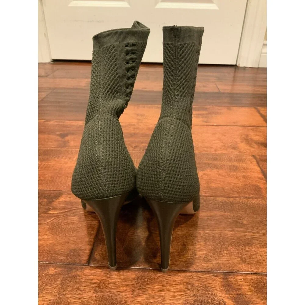 Gianvito Rossi Knit Vires Green 5 Star Knit Fabric Peep Toe Booties, Size 8 / 38 - Picture 5 of 10